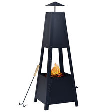 Tidyard  Fire Pit with Poker Steel Wood Burning Firepit Log Grate Black for Y5V4 for sale  Shipping to South Africa