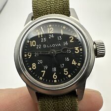 Guerra do Vietnã Exército dos EUA Bulova Hack relógio MIL-W-3818A mostrador preto 24 pulseira original comprar usado  Enviando para Brazil