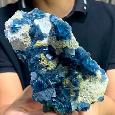 468g rare transparent blue cubic fluorite mineral crystal sample / China, used for sale  Shipping to Canada