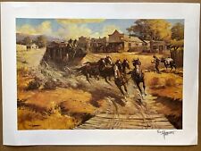 Stagecoach Print - Fred Harman Signed - Cowboy Cartoonist for sale  Shipping to South Africa