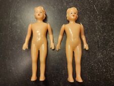 Used, 2 Vintage 1950s Era Hard Plastic Jointed Arms Girl Dollhouse Dolls 5" Tall Nude for sale  Shipping to South Africa