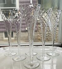 Crate Barrel Renoir Optic Swirl Hollow Stem Champagne Flute 10" Barware Set Of 6 for sale  Shipping to South Africa