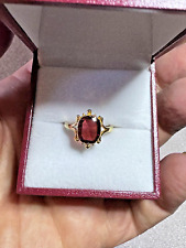 Stunning Vintage 9ct Solid Gold Almandine Garnet Solitaire Ring, used for sale  Shipping to South Africa