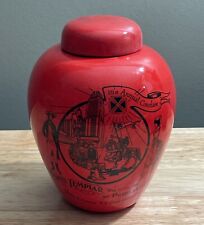 RARE Vintage Mason Masonic Knights Templar Red Jar Urn Container Pot Freemason, used for sale  Shipping to South Africa