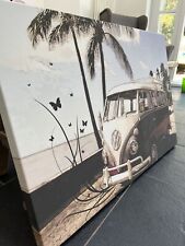 VW SPLIT SCREEN CAMPER VAN PARADE HIPPY STYLE ART PICTURE ON CANVAS 3ft X 2ft for sale  SUTTON COLDFIELD