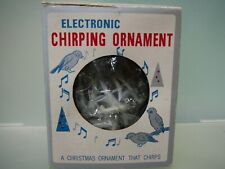 VTG Chirping Bird Christmas Ornament Electronic Ball White & Silver Tinsel w/Box for sale  Alburtis