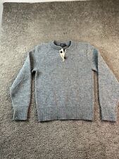 VINTAGE Bernette Sweater Mens Large Blue Gray Wool Blend Henley Collar 90s * for sale  Shipping to South Africa