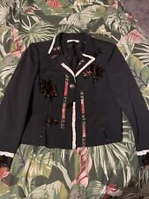 Ladies Vintage Italian Fairy Black Cottage Embellished Blazer Jacket Size Small, used for sale  Shipping to South Africa