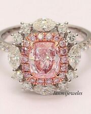 Used, 4.41CT Cushion Cut Real Pink Sapphire Engagement Flower Ring 14K 2-Tone Gold FN for sale  Shipping to South Africa