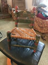 Usado, Cadeira de boneca infantil vintage de madeira tecido assento de corrida arte popular country crocante comprar usado  Enviando para Brazil