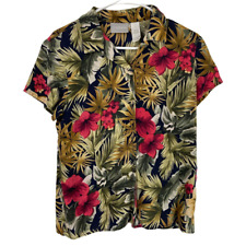 Camisa feminina Liz Claiborne coleção botão frontal gola de seda havaiana 10 floral comprar usado  Enviando para Brazil