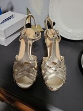 Wedge Heels Brash Slip On Espadrille Strappy Gold 9.5W  for sale  Shipping to South Africa