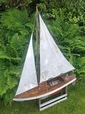Antique Clinker Built Wooden Model Pond Yacht. Hull 3ft 10" 117cm for sale  Shipping to South Africa