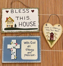 3 placas de madeira com Deus todas as coisas são possíveis abençoe esta casa é coração comprar usado  Enviando para Brazil