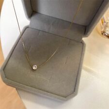 Used, Woman Classic 18K Gold Plated Stainless Steel 6mm CZ Pendant Chain Necklace for sale  Shipping to South Africa