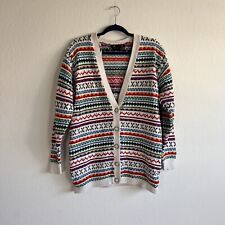 Cardigã LizSport Vintage Fair Isle Oversized Cottagecore Suéter Vovó Pequeno comprar usado  Enviando para Brazil