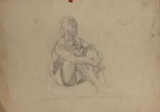 Retrato de dibujo a lápiz antiguo expresionista segunda mano  Embacar hacia Argentina