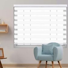 Cortinas persianas LUCKUP cebra 24"" W X 72"" H-Blanco doble tono rodillo cubierta cenefa, usado segunda mano  Embacar hacia Argentina