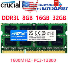 Crucial DDR3L 8GB 16GB 32GB 1600MHZ PC3L-12800 Laptop SODIMM 204-Pin Memory RAM , used for sale  Shipping to South Africa