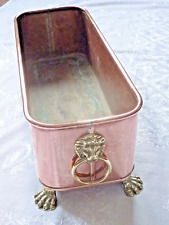 Lombard Vintage/Antique Copper rectangular footed planter - Lions Head handles for sale  Shipping to South Africa