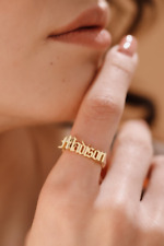 Anel de presente feminino folheado a ouro amarelo 14K com nome personalizado comprar usado  Enviando para Brazil