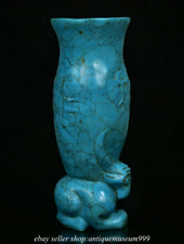 Taza de té copa de vino de 7,2" tallada turquesa china dinastía dios sol helios segunda mano  Embacar hacia Argentina