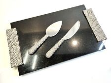 Michael Aram Silver Molten Cheese Board; Black Granite; Knife & Spreader 3pc NEW for sale  Shipping to South Africa