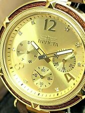 Relógio feminino Invicta 29138 parafuso mostrador tom dourado pulseira de borracha marrom quartzo 38mm comprar usado  Enviando para Brazil