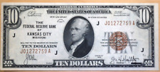 1929 National Currency Sello Marrón $10 Dólar F-1860-J Kansas City SOBRE UNCIRCO segunda mano  Embacar hacia Argentina