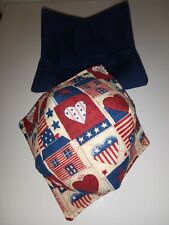 Red, White And Blue Microwave Bowl Cozies - 100% cotton fabric (Reversible) , used for sale  Daggett
