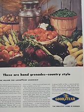 Goodyear Rubber Tires 1943  Fortune WW2 Print Ad Hand Grenades Country Style for sale  Shipping to South Africa