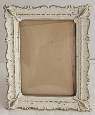 VINTAGE WHITE GOLD METAL PICTURE FRAME STAND ARCHED GLASS 5 1/4" X 4 1/4" for sale  Shipping to South Africa