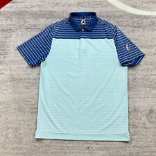 Camisa polo FootJoy ajuste atlético pequeña azul blanco con botones para golfista rendimiento segunda mano  Embacar hacia Argentina