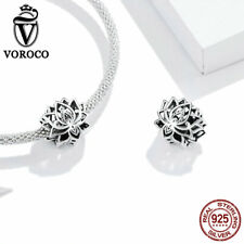 Voroco European .925 Sterling silver Charms Bead Blooming Lotus Fit Bracelets for sale  Shipping to South Africa
