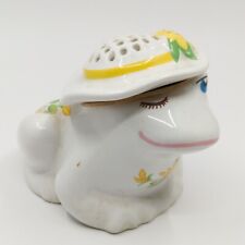 Bolsita pomandro de cerámica vintage Avon 1980 “Flirtatious Frog” núcleo de cabaña floral segunda mano  Embacar hacia Argentina