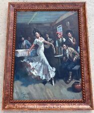Pintura a óleo impressionista vintage sobre tela "dançarina de flamenco espanhola" assinada comprar usado  Enviando para Brazil