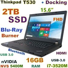 Used, 3D-Design Thinkpad T530 i7-2.9GHz FAST 2TB SSD Blu-Ray BURN 16GB 15.6 FHD + Dock for sale  Shipping to South Africa