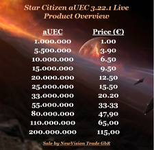 Star Citizen aUEC ~ 1.000.000 - 200.000.000 Mio. ~ Alpha UEC, 3.22.1 Live na sprzedaż  Wysyłka do Poland