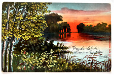 Cartolina illustrata tramonto usato  Sesto San Giovanni