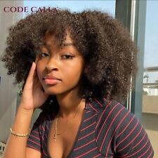 Kinky Curly Human Hair Wig With Bangs Brazilian Hair Natural Afro Wigs For Women, used for sale  Shipping to South Africa