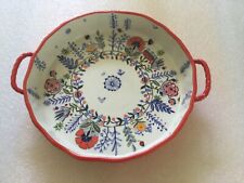 Anthropologie Baker Quche  Pie Dish Plate Oven Safe Round Scalloped Floral for sale  Shipping to South Africa