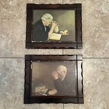 Vintage Praying Man And Woman Print On Wood Made In USA Grace Print, used for sale  Shipping to South Africa