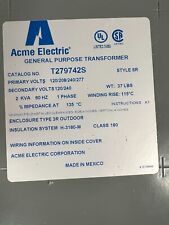 New! Acme Electric 2 kVA Transformer 1-Phase,P120/208/240/277 S120/240 T279742S for sale  Shipping to South Africa