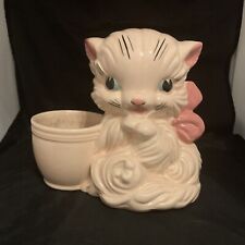 VINTAGE HULL ART PINK KITTEN / CAT PLANTER with LARGE GREEN EYES- #61!, used for sale  Shipping to South Africa