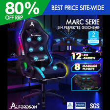 ALFORDSON Gaming Stuhl mit 8-Punkt Massage 12 Farben RGB LED-Licht Schwarz comprar usado  Enviando para Brazil