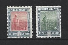 Argentina 1912 Labradores Farmer Plowman Dois valores superiores $1 $5 MH HCV! comprar usado  Enviando para Brazil