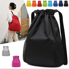 Unisex Drawstring Gym Backpack String Bag Waterproof Shoulder Bags Hiking Travel, used for sale  Shipping to South Africa