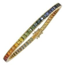 8Ct Rainbow Sapphires Luxury Tennis Bracelet Multi-Color 925 14K Gold Over- 7.5" for sale  Shipping to South Africa