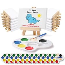 Juego de 12 Mini Lienzos 4x6 y Caballete Set con Acuarelas Pintura Niños Juego de Pintura, usado segunda mano  Embacar hacia Mexico