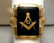 Old Art Deco Men's Dason 10K Y Gold & Onyx Masonic Emblem Ring 9.14g - Size 10.5 for sale  Royal Oak